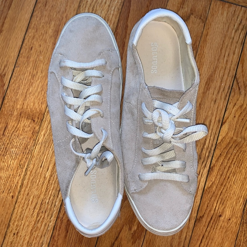 Beige Suede Platform Sneakers